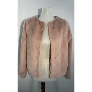 NWT H&M Divided Pink Faux Fur Jacket Women’s Small S Plush Soft Winter Coat Boho